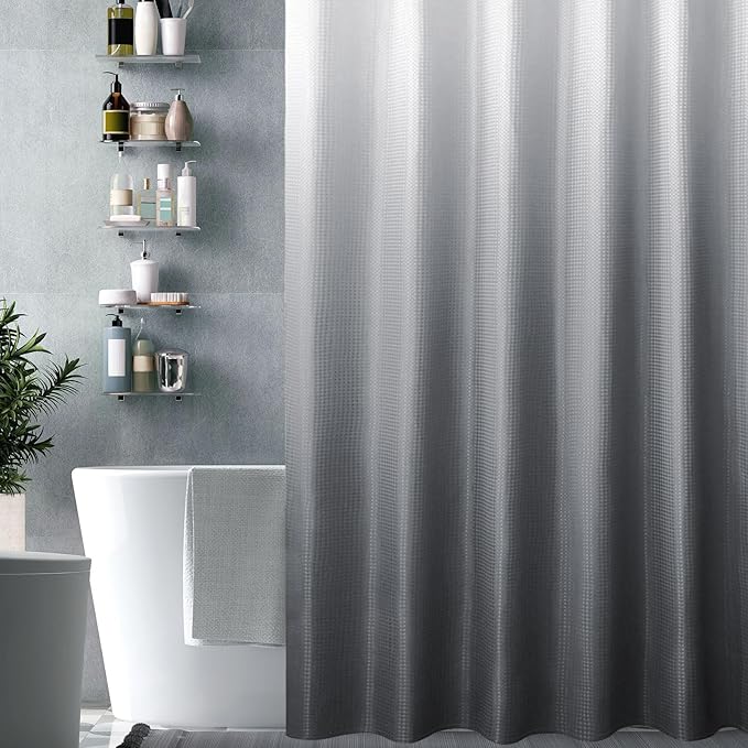 Gibelle Long Shower Curtain 72 x 78, Tall Grey Ombre Shower Curtain - Image 6