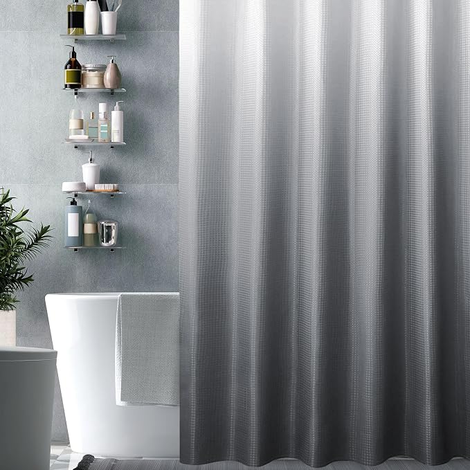 Gibelle Small Stall Shower Curtain 36 x 72, Narrow Grey Ombre Shower Curtain - Image 6