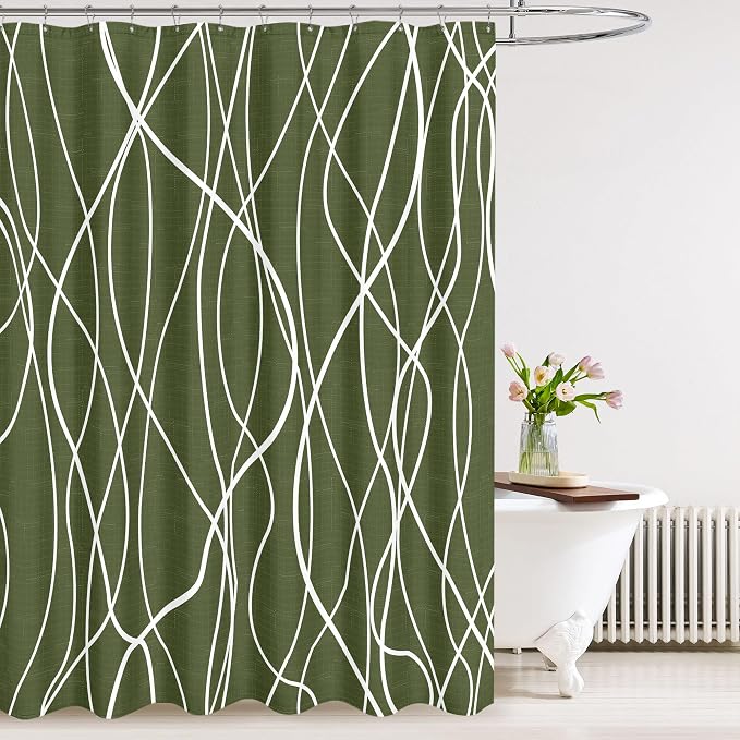 Tititex Morden140gms Faux Linen Fabric Bath Shower Curtain Set Textured Fabric by Tititex