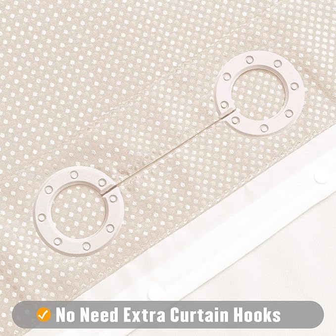 MitoVilla No Hooks Needed Pink Waffle Shower Curtain Liner Set, Modern Waffle - Image 3