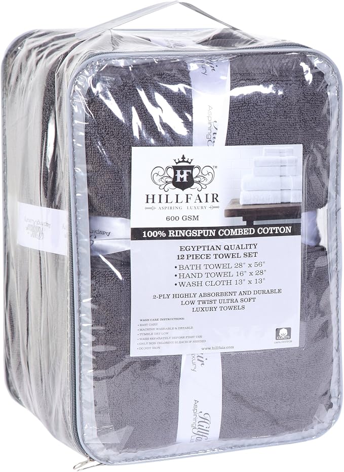 Hillfair 12 piece 600 GSM Cotton Bath Towels - Image 5