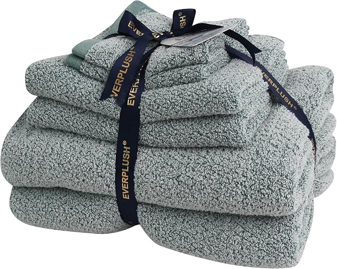 Everplush Diamond Jacquard 6 Pieces Bath Towel Set, Luxury Super Soft Oversized - Image 5