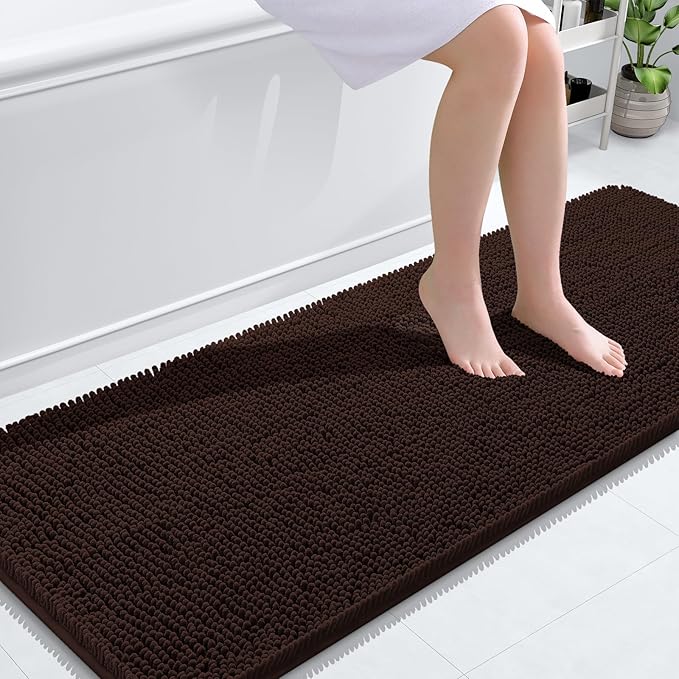 OLANLY Bathroom Rugs 59x24, Extra Soft Absorbent Chenille Bath Rugs, Rubber by OLANLY