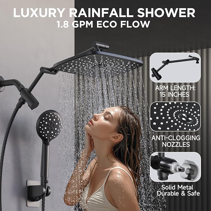 Veken 11.8'' Rain Black Shower Head - Image 4