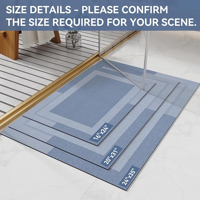 Non Slip Bath Mat, Rubber Backing Ultra Thin Bathroom Rugs Fit Under Door Quick - Image 2