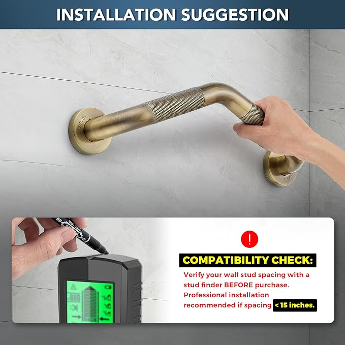 Grab Bars for Bathtubs and Showers- 1-1/4 x 16 Angled Shower Grab Bar for - Image 3