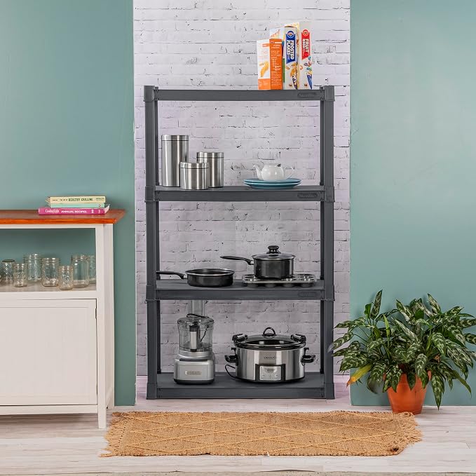 STERILITE 01643V01 4 Shelf Durable Solid Surface Shelving Unit, Flat Grey - Image 2