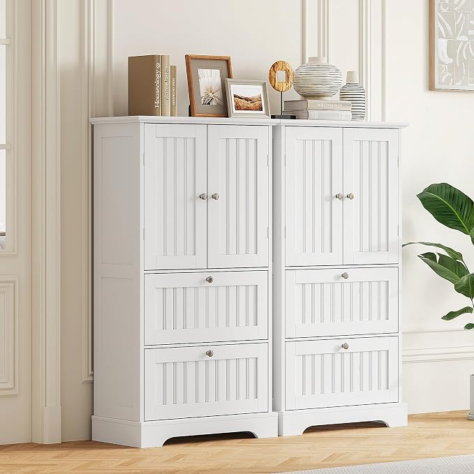 Treocho Bathroom Floor Cabinet, Freestanding Kitchen Pantry Cupboard - Image 6