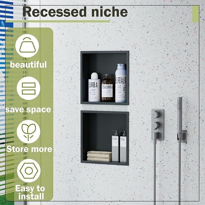12x12 Matte Black Shower Niche - Image 3