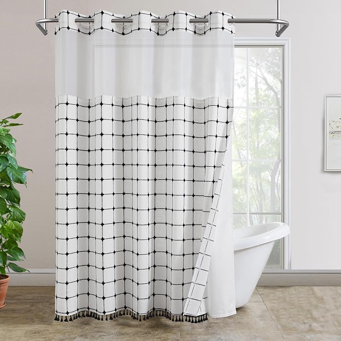 ROSERY No Hook Shower Curtain by ROSERY