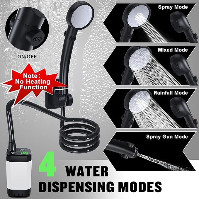 Portable Shower for Camping, Spopal 6000mAh Rechargeable Camping Shower - Image 3