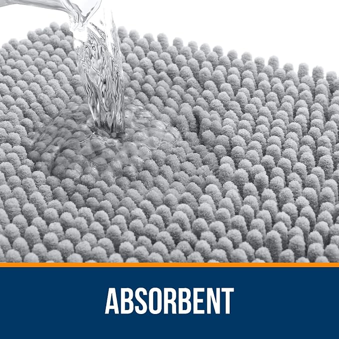 OLANLY Bathroom Rugs 47x20, Extra Soft Absorbent Chenille Bath Rugs, Rubber - Image 4
