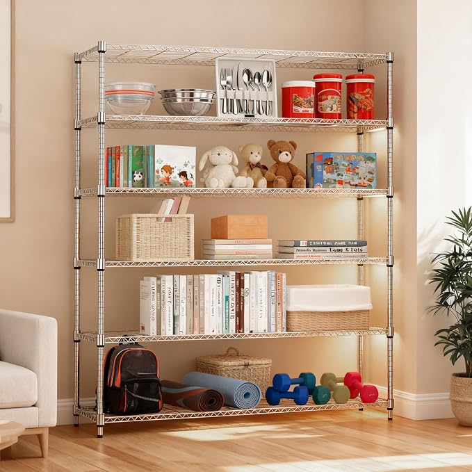 6 Tiers Shelf 2100 lbs Steel Storage Shelving Utility Shelving Unit Steel - Image 6