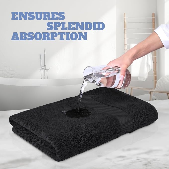 White Classic Black Bath Towels 27x54 Inch, Cotton Towel Set - Image 5