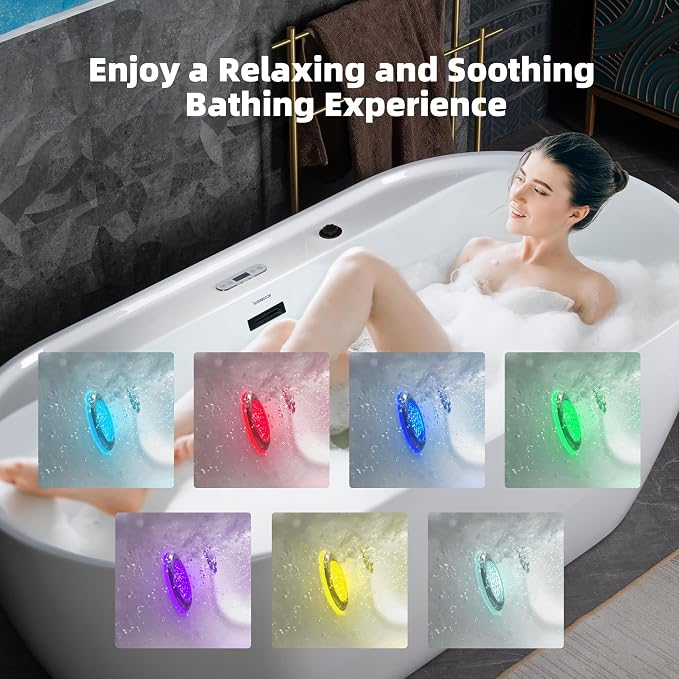 WOODBRIDGE 72" x 35-3/8" Whirlpool and Air Bath Heated Soaking Combination Tub - Image 13