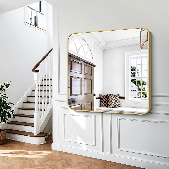 BONEWEI Gold Bathroom Mirror, 48x48 inch Wall Mirror - Image 6