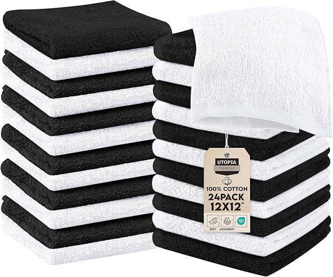 Utopia Towels 24 Pack Cotton Washcloths Set, 100% Ring Spun Cotton, Highly by UTOPIATOWELS