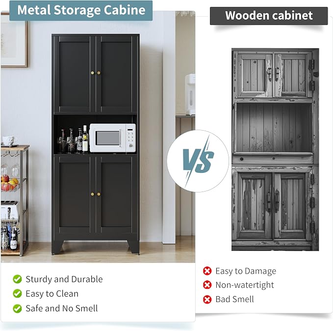 69" Tall Metal Kitchen Pantry Storage Cabinet - Image 6