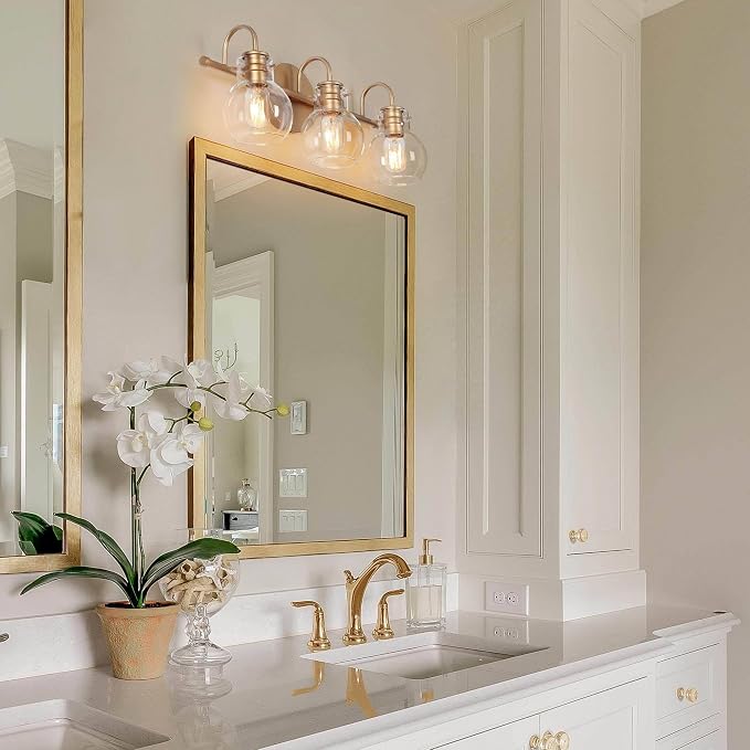 KSANA 3-Light Gold Bathroom Light Fixtures Over Mirror - Image 4