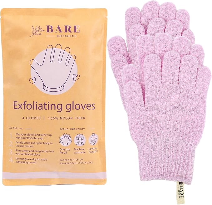 Bare Botanics 4 Pack Lavender Exfoliating Gloves by BareBotanics