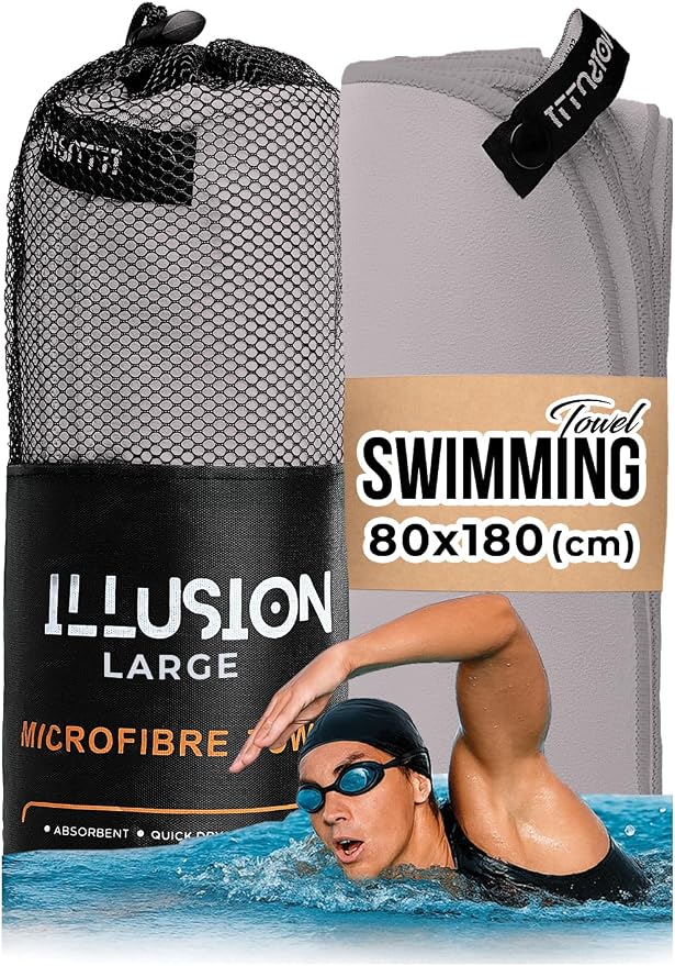 illusion Extra Large Microfibre Swimming Towel–Compact, Lightweight & Quick Dry by Unknown