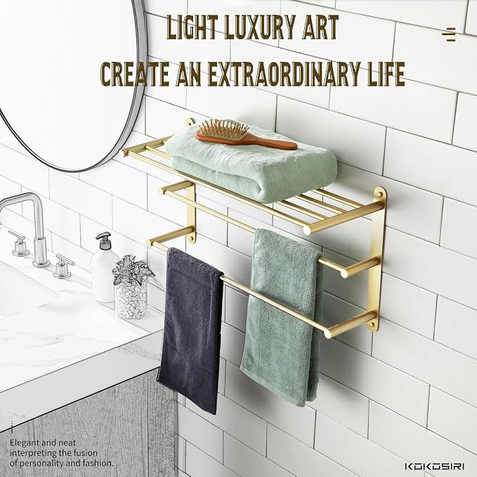 KOKOSIRI 3 Tier Bath Towel Rack 24 Inch Wall Mounted Rack - Image 8