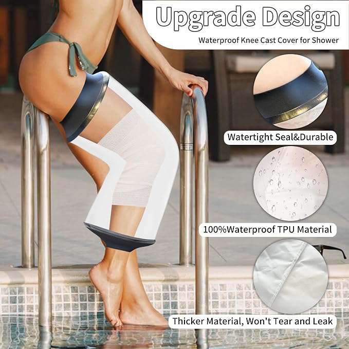 KEEFITT Knee Cast Cover for Shower, Waterproof Shower Protector for ACL Surgery - Image 4