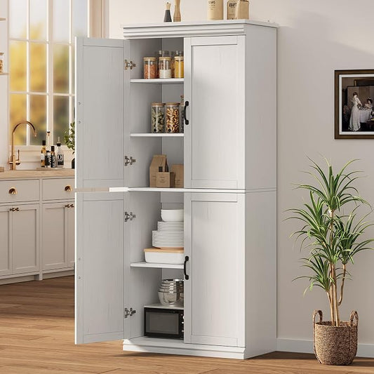 IDEALHOUSE Pantry Cabinet, Freestanding Cupboard, Tall Storage Cabinet by IDEALHOUSE