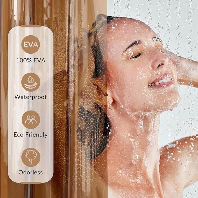 AmazerBath Premium EVA Shower Curtain Amber, Luxury Clear Brown Jelly-Like Soft - Image 6