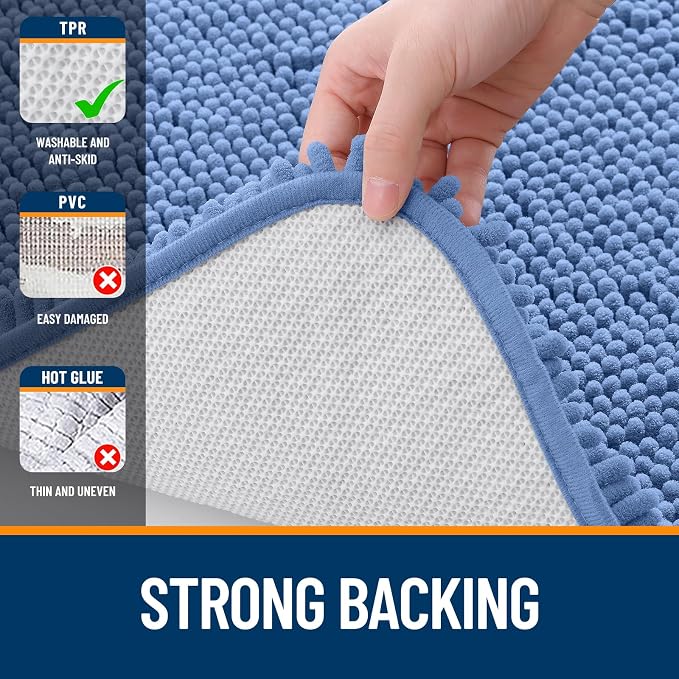 OLANLY Bathroom Rugs 36x24, Extra Soft Absorbent Chenille Bath Rugs, Rubber - Image 7