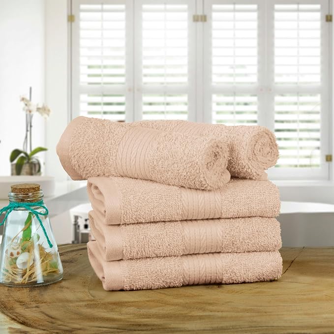 Ample Decor Washcloths Pack of 5 12 X 12 Inch, 600 GSM 100% Cotton Soft - Image 2