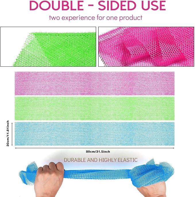 UJFQBH 3 Pieces African Bath Sponge African Net Long Net Bath Sponge - Image 2