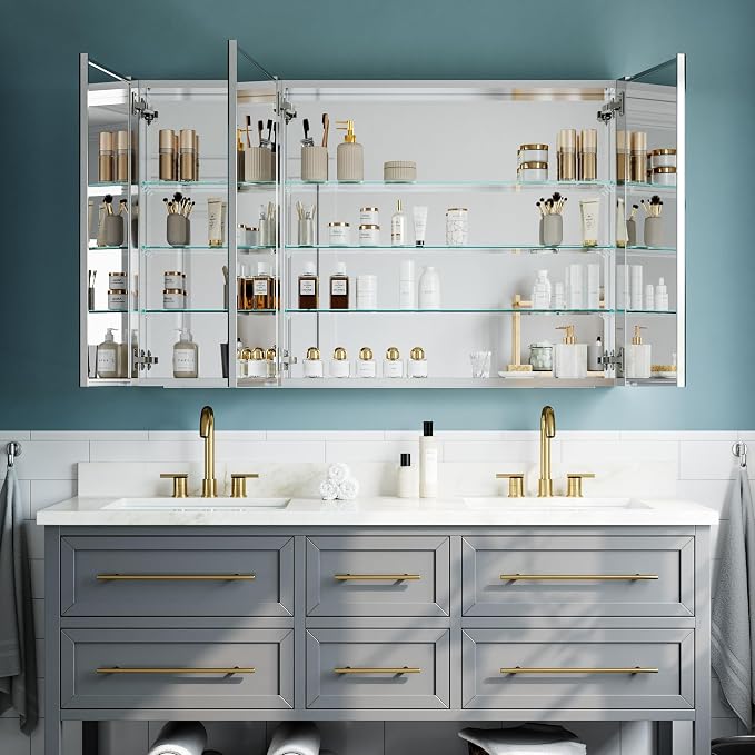 48"x30" Medicine Cabinet Mirror, Aluminum Silver Recessed Medicine Cabinet - Image 8