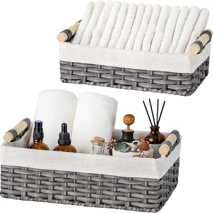 GRANNY SAYS Gray Wicker Baskets, Decorative Baskets by GRANNYSAYS