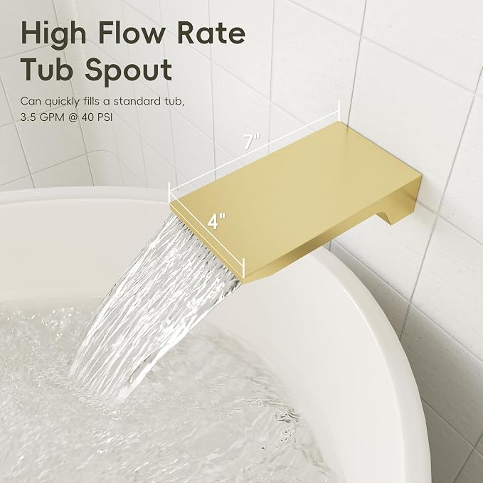 Gabrylly Shower System with Tub Spout, Wall Mounted Shower Faucet Set - Image 6