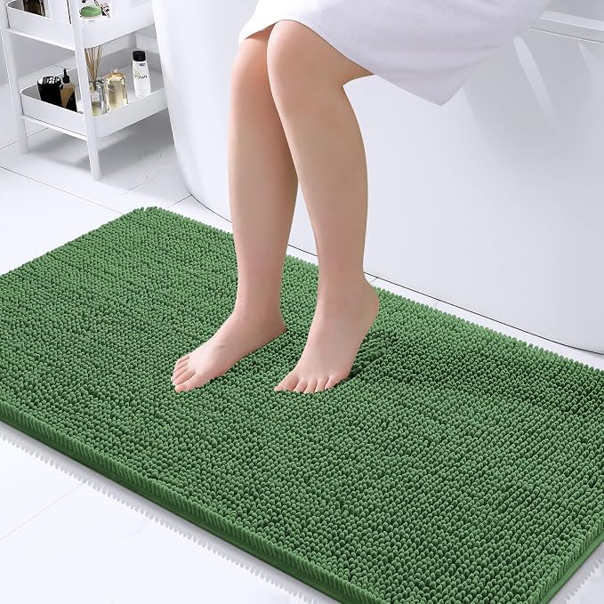 OLANLY Bathroom Rugs 44x24, Extra Soft Absorbent Chenille Bath Rugs, Rubber by OLANLY