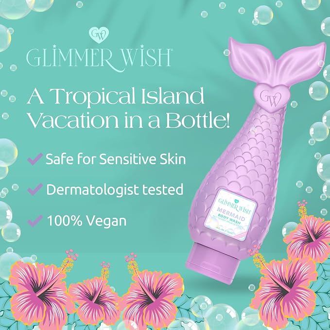 Glimmer Wish Mermaid Kids Body Wash, Gentle Cleanser and Moisturizing Sulfate - Image 4
