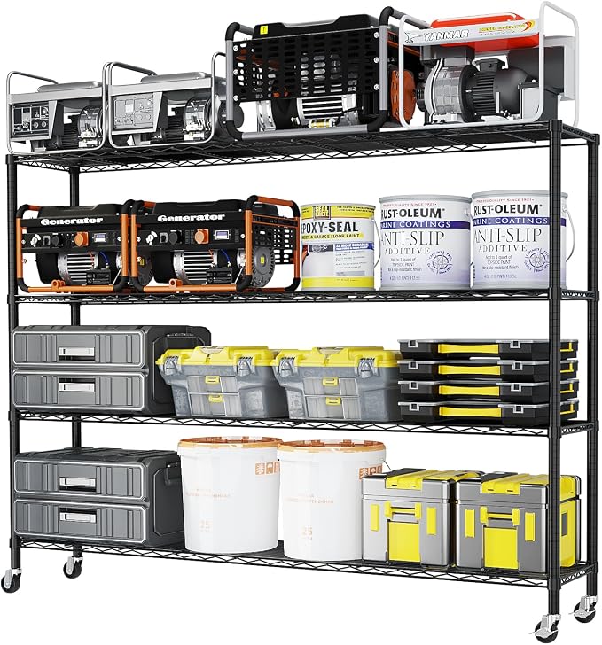 4 Tier Storage Racks Shelving, Heavy Steel Pantry Shelves, Adjustable Wire by Unknown
