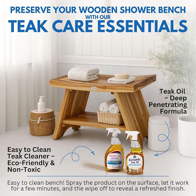 EcoDecors 30 Inch Serenity Teak Shower Bench – Waterproof Bathroom Seat - Image 7