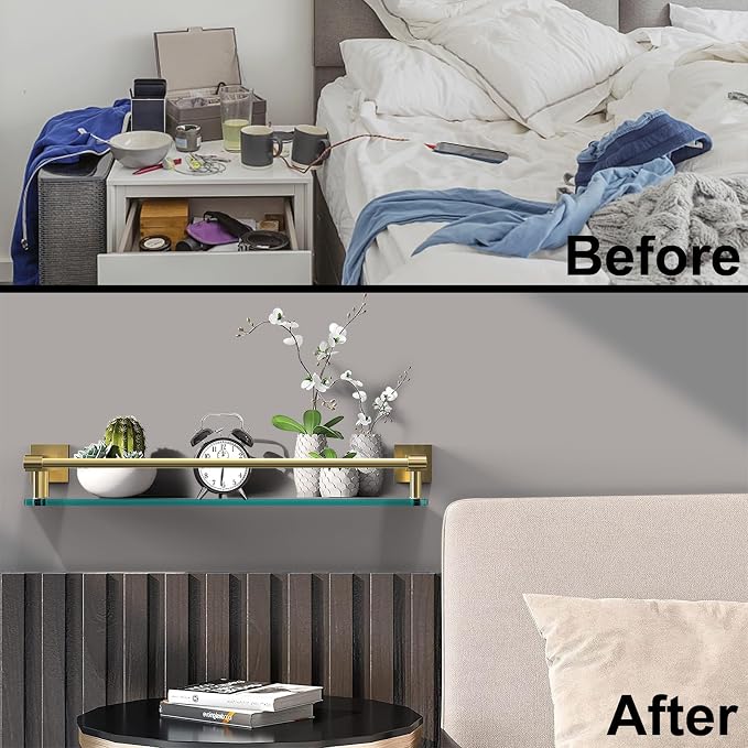 Glass Shelf for Bathroom, 20 Inch Tempered Glass - Image 5