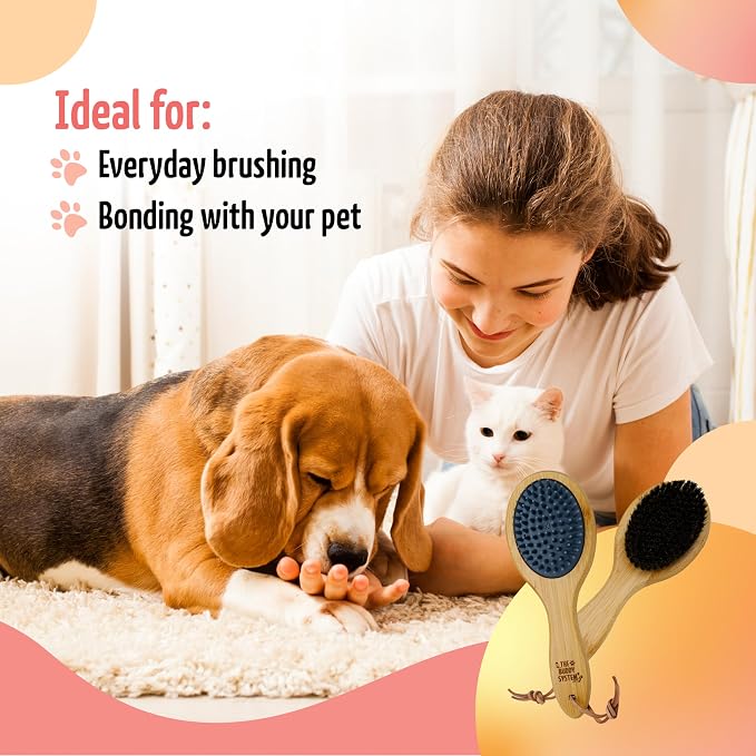 The Buddy System Combo Bristle Pet Brush, 2-in-1 Brush, Durable Rubber Side and - Image 6
