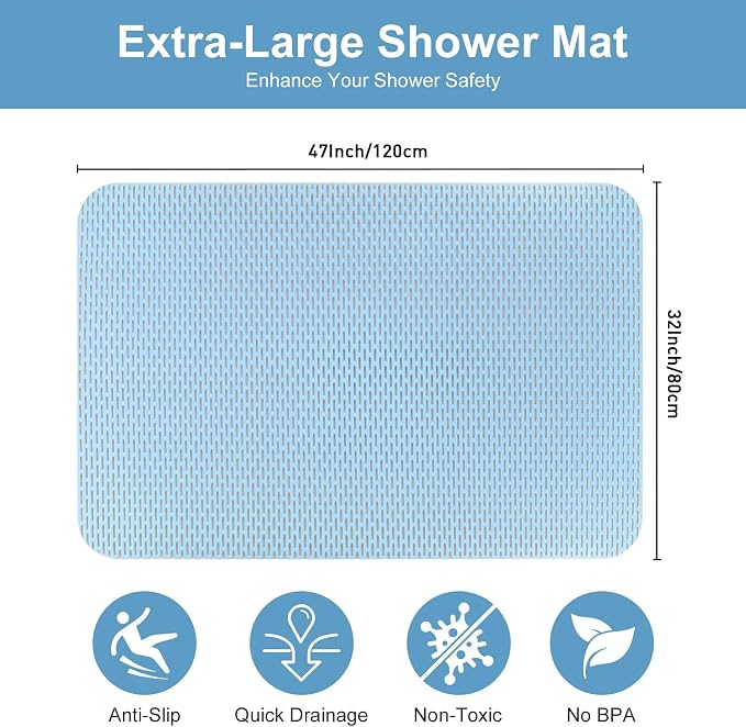 Extra Large Shower Mat: 47"x32" Non Slip Shower Mats - Image 2