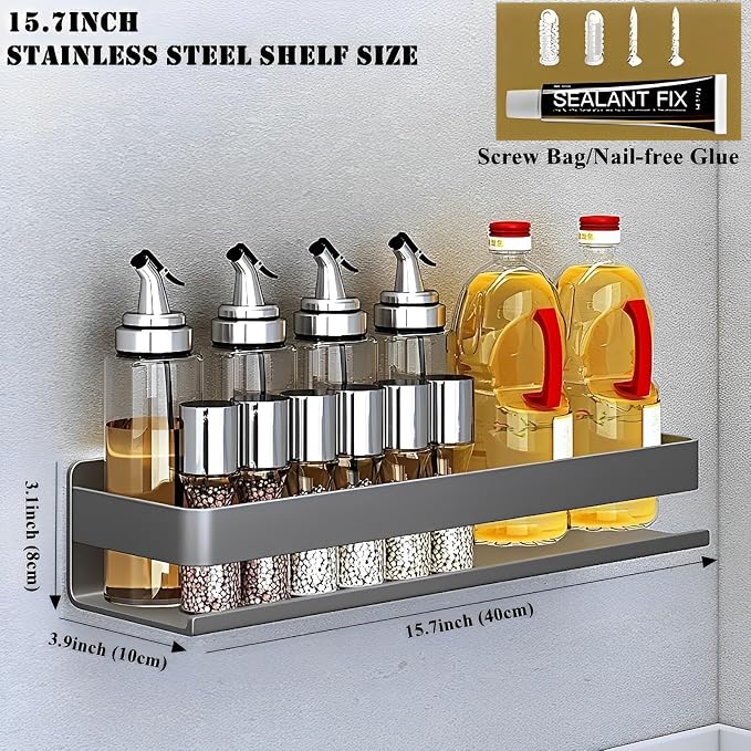 Stainless Steel Detachable Wall Mounted Floating Shelves - Image 3
