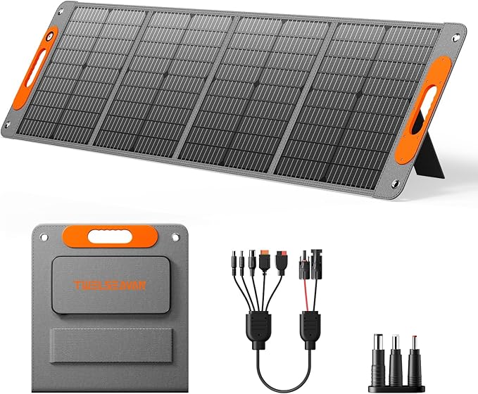 120W Portable Solar Panel for Power Station, 24% High Efficiency ETFE Foldable by TWELSEAVAN
