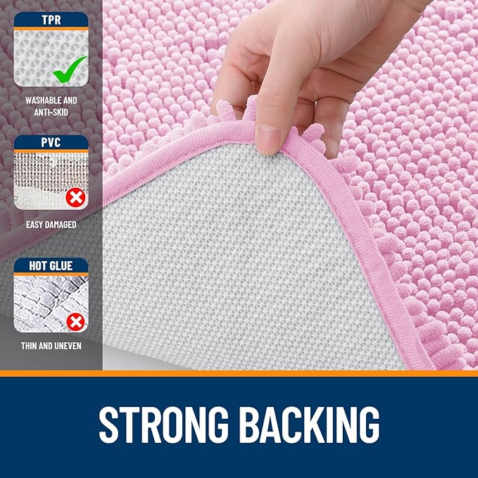 OLANLY Bathroom Rugs 47x24, Extra Soft Absorbent Chenille Bath Rugs, Rubber - Image 6