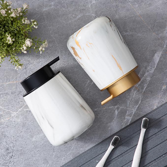 Enra Ceramic Foaming Soap Dispenser, 12 oz Marble Foam soap Dispenser Bathroom - Image 5