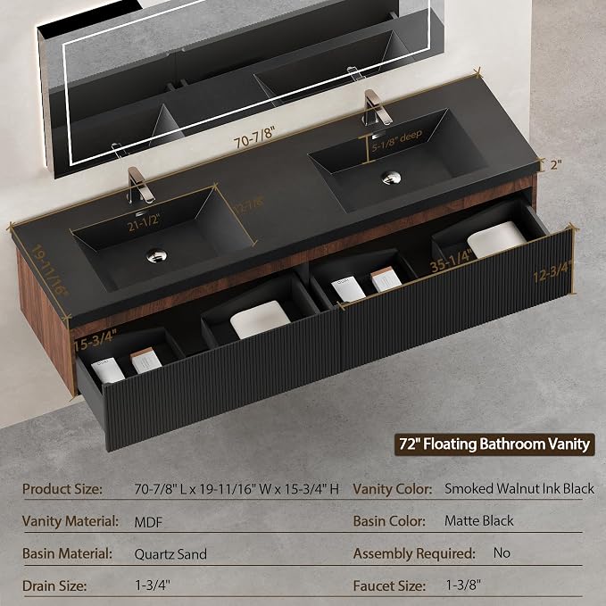 72'' Floating Bathroom Vanity - Image 6
