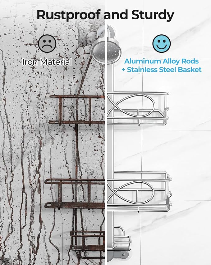 ODesign 2 Tier Stainless Steel Anodized Aluminum, Height-Adjustable Rustproof - Image 5