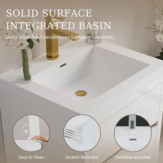Modern 24" Wall-Mounted Bathroom Vanity - Image 5