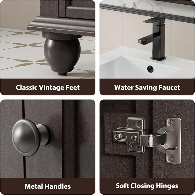 eclife 18" Bathroom Vanity Sink Combo Vintage Style - Image 6